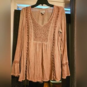 Knox Rose Dusty Rose Long Sleeve Tunic Top Size M